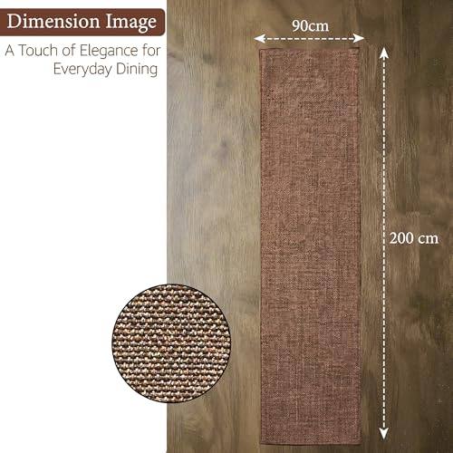Image of Kuber Industries 72x12 inch Jute Table Runner for Party, Wedding and Family Dinners | Washable & Reusable Centre and Dining Table Runner | Brown