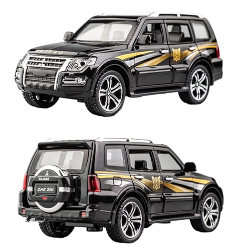 Image of 1:32 Scale Die-Cast Metal Pajjero with Openable Doors,Music,Lights & Pull Back Action (Black)