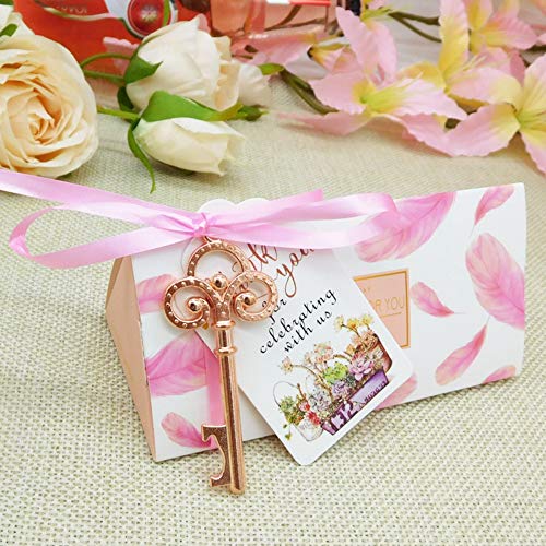 50 Stks Sleutelhanger Flesopener, Vintage Zinklegering Bieropener met Hangtags/Suikerdozen/Roze Touwen voor Bruiloft… - Afbeelding 5