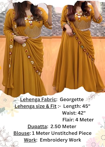 Image of Women's Sequins Thread Embroidered Georgette Semi Stitched Lehenga Choli With Dupatta (5124-Women-Lehenga-Choli-Latest)