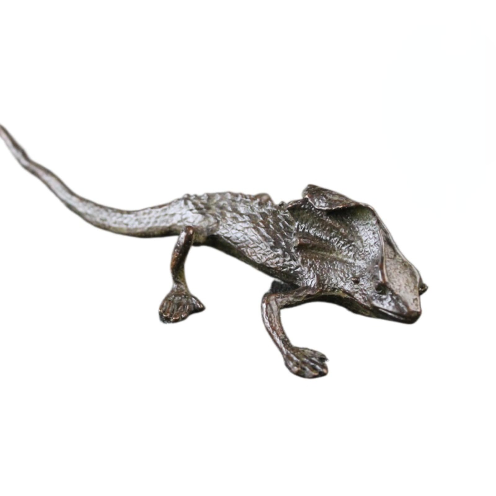 NGDFGR Brass Lizard Model Miniature Figurines, Bronze Animal Statue Sculpture Desktop Ornament Home Bonsai Landscaping Sand Table Car Decor Accessories Study Paperweight