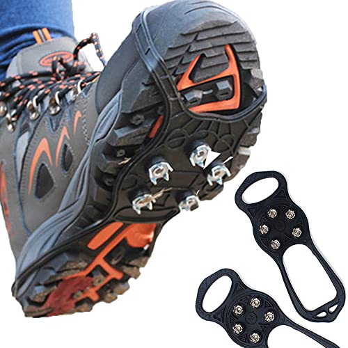 Enjoy Youth スパイクシューズ スノースパイク アイゼン 靴底用 急斜面の歩行 滑り止め 登山 釣り 雪道や凍結道路対応 軽量 スパイクブーツ 着脱簡単 雪 氷 転倒防止 男女兼用 プレゼント