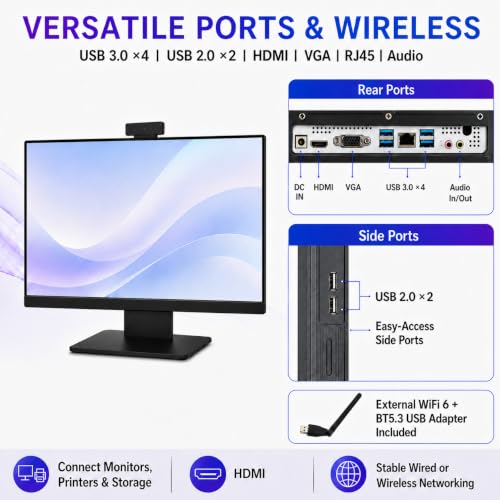 Image of 27 inch All-in-One Desktop Computer, i5 CPU Up to 3.4 GHz, 16GB RAM, 512GB SSD