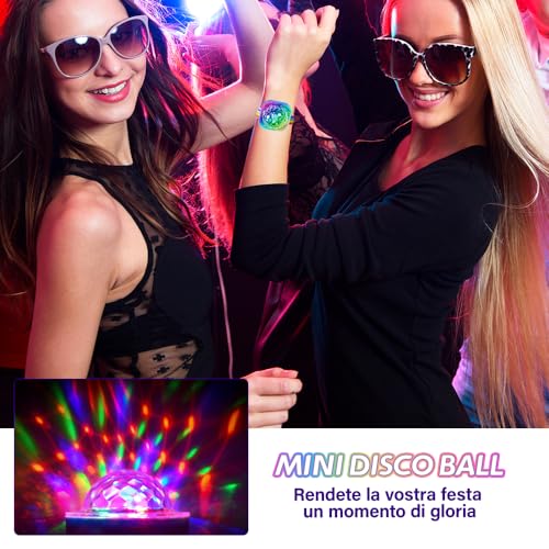 YANGUN Discokugel Armband, 4 Stück Disco Ball Licht, Klein discolicht partylicht usb, Wiederaufladbares, Tragbare Mini Discolicht für Kind Auto Tanzen DJ Party Geburtstag