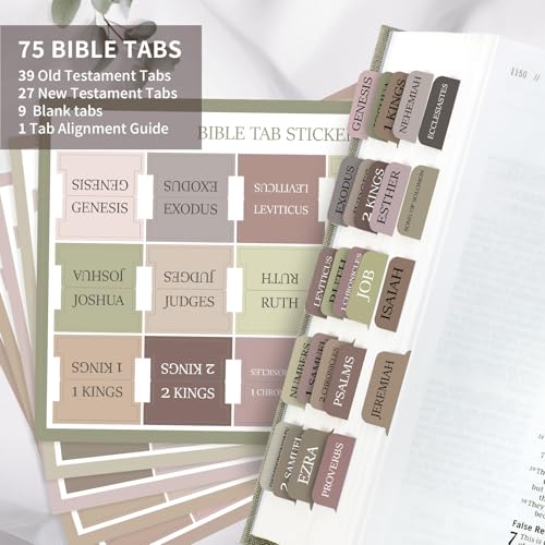 Image of Taja Bible Tabs, 75 Large Print Index Tabs for Women & Men