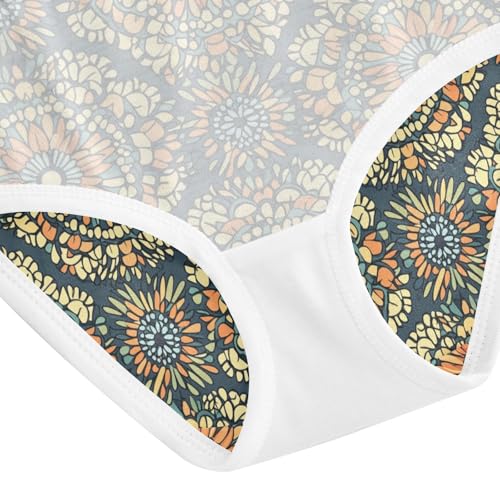 ZZKKO Retro Mandala Yellow Pattern Girls Underwear Toddler Panties for Girls Comfort Brief Size 2-8T4