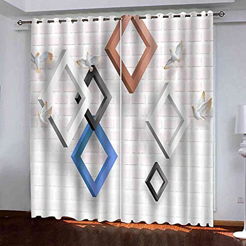 Rideau salon géométrie mur de briques pour une décoration moderne de fenêtre - 2