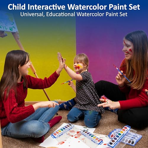 Image of 12 Pack Water Color Paint Sets for Kids - Non-Toxic 8 Color Kits