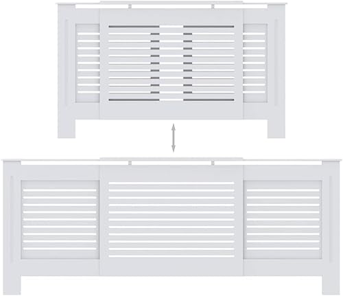 Miniatura 41 de 2 piezas de MDF para el hogar, calentador de sala de estar, soporte lateral para calefacción, cubierta de radiador, estante de gabinete de