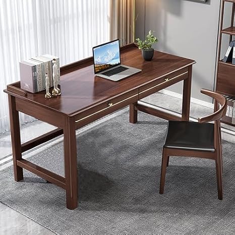 Gaming Desk New Chinese Modern All Solid Wood with Drawers Desktop Writing Desk Space Saving Computer Workstation for Home Bedroom Office image 2