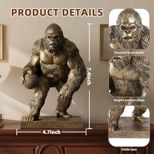 Image of Bigfoot Statue Sasquatch Playing Basketball Whimsical Home Decor | Desk Decor for Yard Patio Office Cabin Bigfoot Sasquatch Gifts for Men Cryptid Basketball Lovers