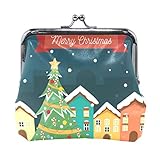 XiangHeFu Frauen Geldbörse Winter Schnee Friedenstaube Weihnachtsbaum Clutch Bag Leder