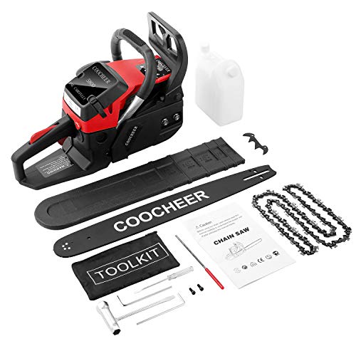 OppsDecor XP2300 58cc Gas Powered Chainsaw, 20 Inch 2 Stroke Handed Petrol Gasoline Chain Saw for Cutting Wood with Tool Kit,Garden Farm Home Use (US Stock) (Orange Cadmium)