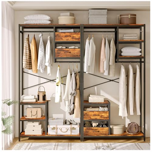 Listado de Armarios de suelo para comprar hoy. 46 SIMPLE ESPACIO Armario Independiente, Organizador de Ropa, Perchero con Barra para Guardar Ropa, Sombreros, Zapatos, Armario Tela de Servicio Pesado para Dormitorio y Estudio,...