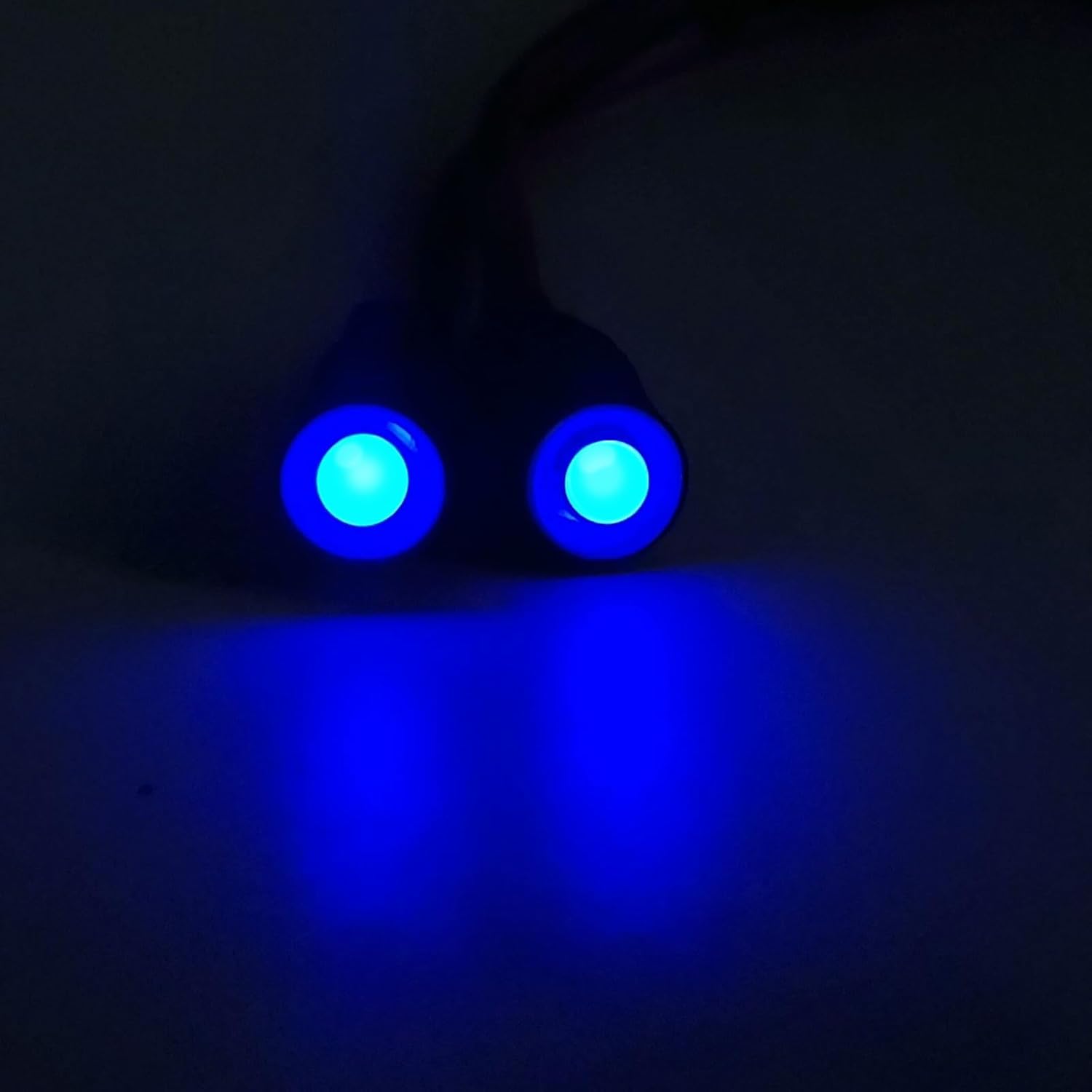 RC Car 2 LEDs Angel Eyes & Demon Eyes LED Light Headlights 10mm Outer Diameter Lamp for 1/10 RC Model Car Crawler Truck Racing Car Headlamps (Inner Blue+Outer Blue)