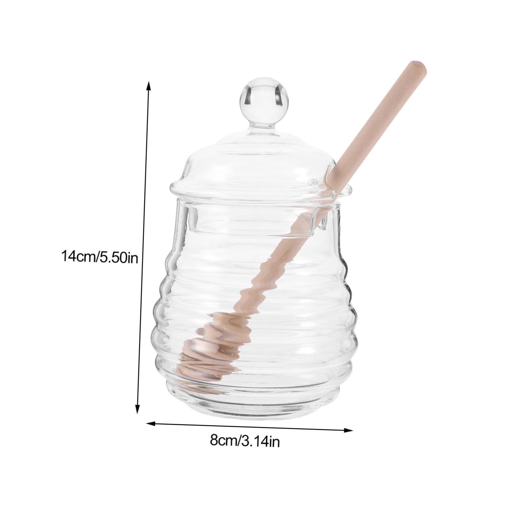 Cabilock 1 Set Transparent Glass Honey Dispenser with Lidded Design Versatile Honey Pot for Home and Kitchen Includes Dipper for Easy Serving and Storage