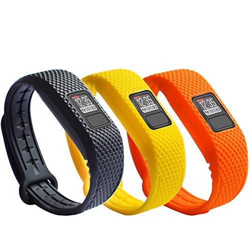 FITLI Compatible with Vivofit JR Bands, Garmin Vivofit 3 Bands, Vivofit JR 2 Bands, Replacement Bands Compatible with Kids Vivofit 3 JR 2 Band for Kids Girls Boys (Black/Yellow/Orange)