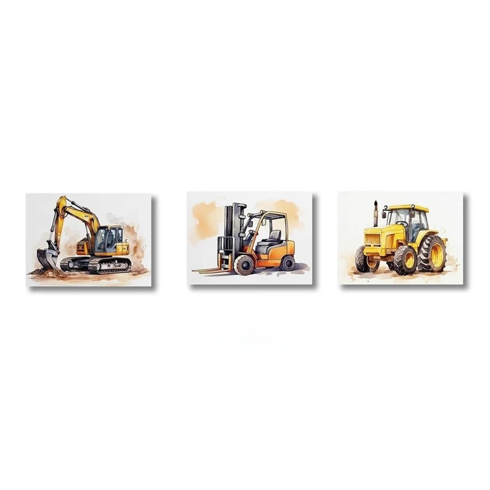 Camion de pépinière aquarelle pour habiller un mur blanc d'enfant