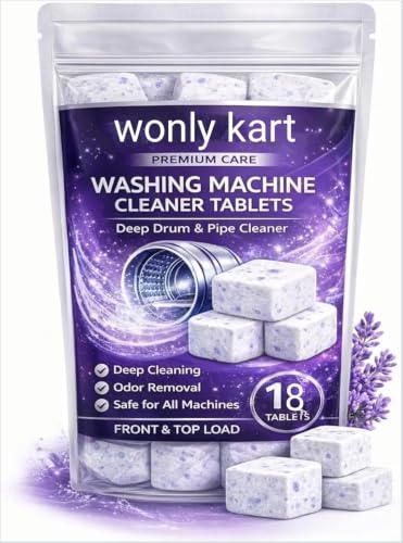 Image of Washing Machine Cleaner Tablets (18Tablets) | Drum & Pipe Deep Cleaner | Lavender Scent | Removes Odour, Limescale & Residue | For Front Load & Top Load Fully Automatic Washing Machines