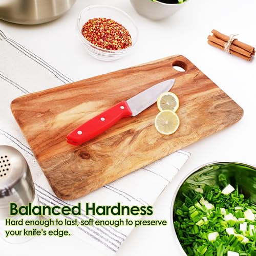 Image of 100% Natural Neem Wood Chopping /Cutting Board for Kitchen -Chef Knife Included- Anti-Bacterial - Reversible - No Polish /No Dyes - Natural Color & Finish with Mineral Oils - Multi Block