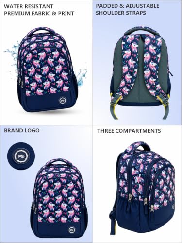 Image of PB Pearlbags Tulip 12L Printed Backpack,3 Compartments,Bottle Holder,Organizer,Premium Fabric,Water Resistant Anti Theft,School Bag for Boys and Girls