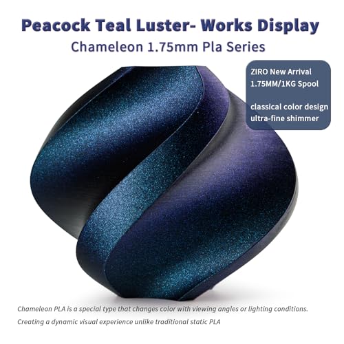 Image of ZIRO Glitter PLA Filament 1.75mm, 3D Printer Filament Shiny Sparkle PLA, Chameleon Series 1KG /2.2lbs Spool, Super Twinkle Effect Material, Fit Most FDM 3D Printers, Peacock Teal Luster