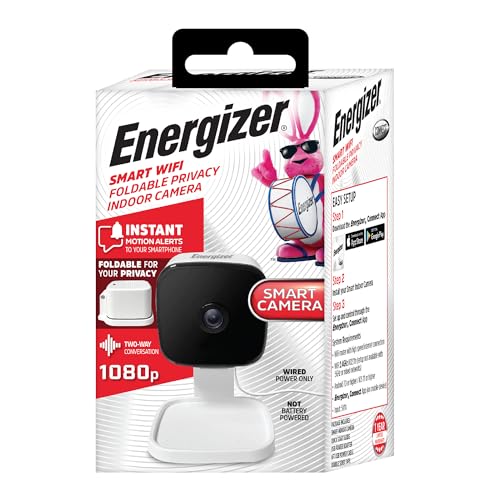 Energizer Smart Wi-Fi Indoor Security Camera, 1080P Full HD with Motion Alerts, Two-Way Communication, App Access, Cloud or SD Storage, Foldable Design for Privacy, 2.4Ghz Wi-Fi - image 1