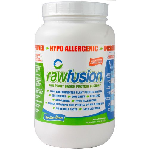 Rawfusion- Vegan Protein Powder, Vanilla Bean - 21g of Plant Based Protein, Low Net Carbs, Non Dairy, Gluten/ Lactose Free, Soy Free, Kosher, Non-GMO, 2lb Pound