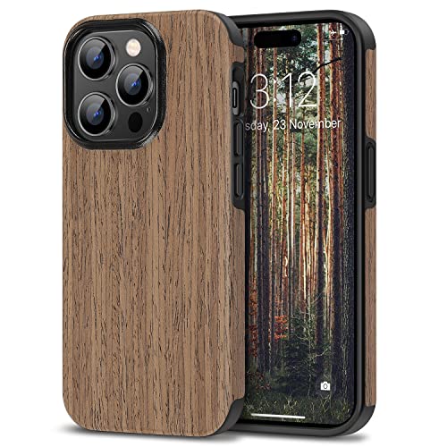 Coque iPhone 14 Pro Max en bois de rose véritable et silicone élégant TENDLIN
