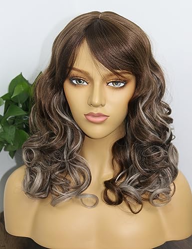 Perruque yaki blonde platine résistante à la chaleur fausse frange synthétique pour fille