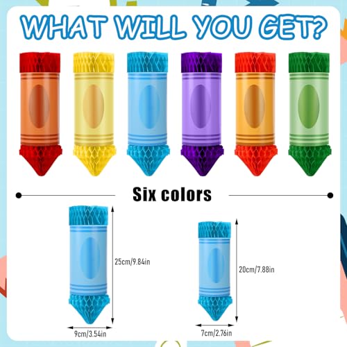 Image of 12 Pcs Crayon Pencil Hanging Honeycomb, Welcome Back to School Classroom Decorations for Teacher Appreciation Week First Day of School Party Supplies Ceiling Decor