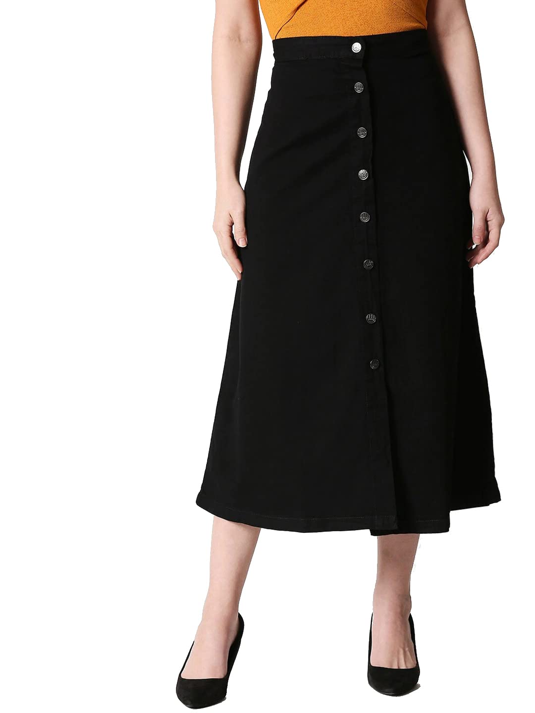 Areca DesignerWomen Cotton Lycra Blend Flared Long Skirt