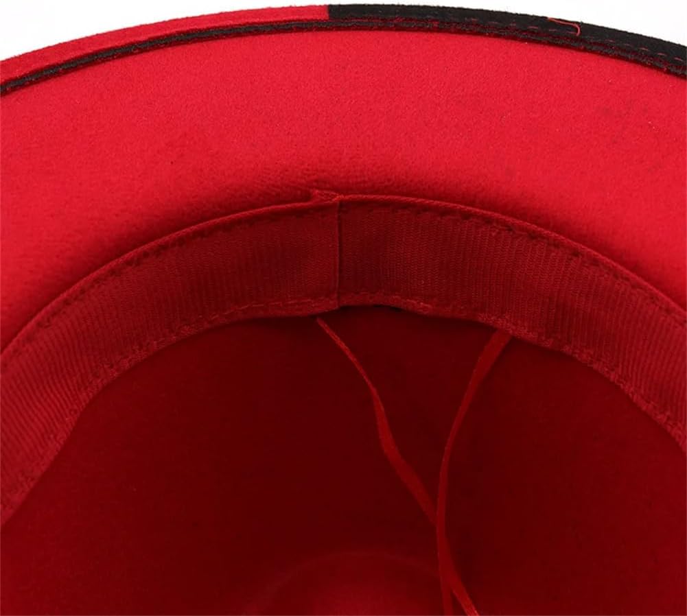 Patchwork Felt Jazz Fedora Hat - Wide Brim Panama Trilby Cowboy Cap for Women Men - Wedding Hat White Black 56-58CM