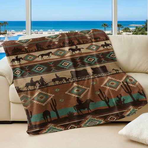Couverture en flanelle imprimée style occidental avec tissu peluche ultra doux 150x200 - 2
