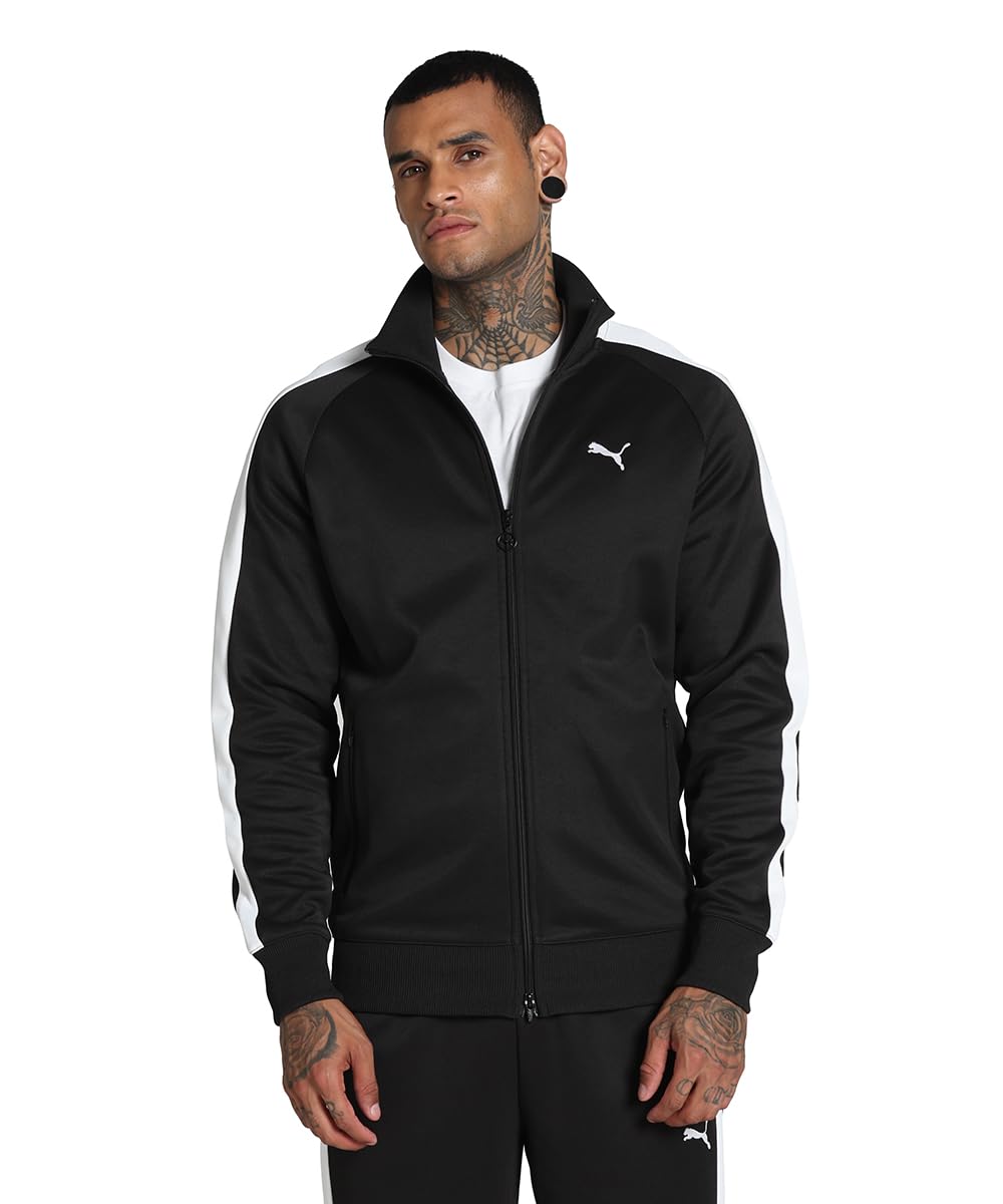 Puma Men's Black All Over Track Jacket Tracksuit Top in Size L, Sports Direct