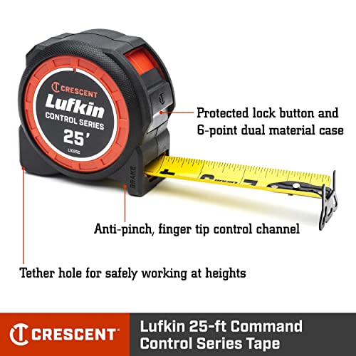 Crescent Lufkin 1-3/16 x 25' Command Control Series Yellow Clad Tape Measure - L1025C-02