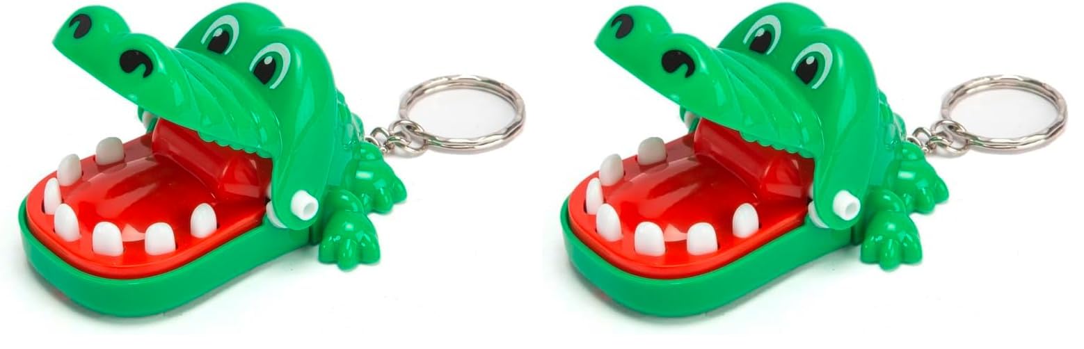 noris 606132081 Mini beißendes Krokodil, Geschicklichkeitsspiel für Kinder ab 3 Jahren, grün (Packung mit 2)