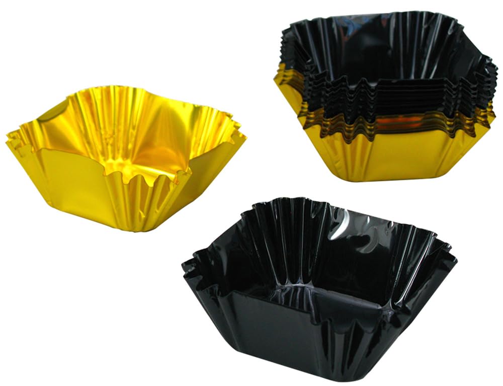 Shimomura Kihan Side Dish Cups Square 56 Gold・42 Black [Made in Japan] For New Year's dish presentation Luxurious Gorgeous New Year decoration Square type Gold Black 36645 : Food, Beverages & Alcohol