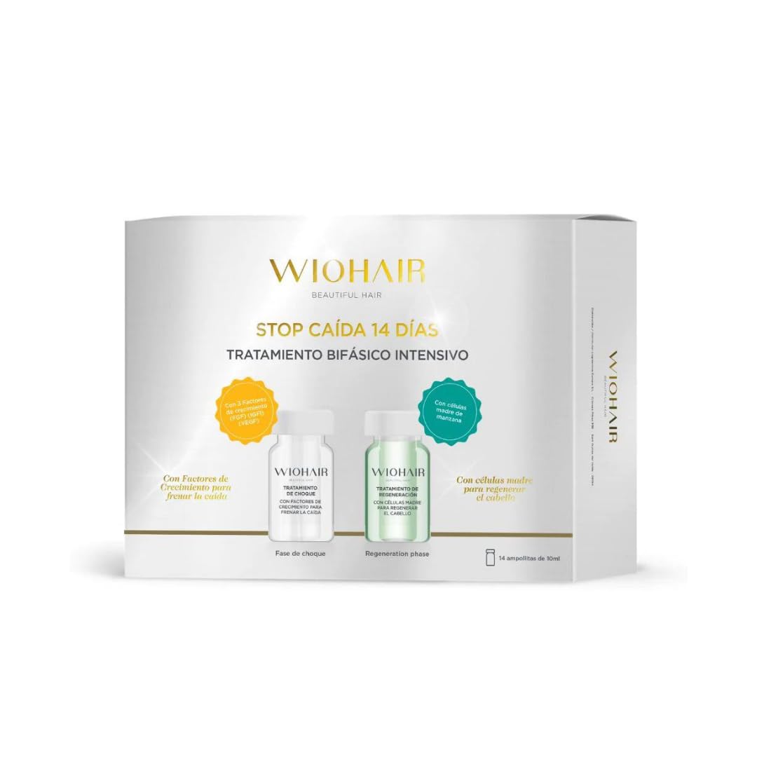 Wiohair Ampollas Anticaida | Frena la caída abundante en 14 días | Regenera el cabello y estimula el crecimiento capilar | Máxima eficacia | Para mujeres y hombres