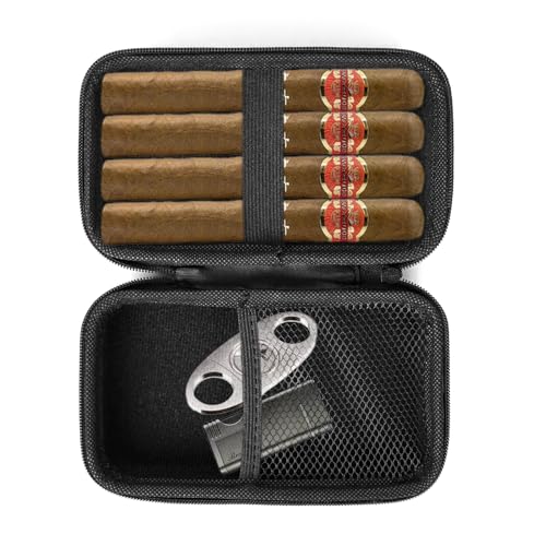Linkidea Étui à cigares de voyage pour homme, boîte à cigares étanche et résistante à la pression, organiseur portable pour accessoires de cigares, cave...