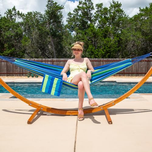 Image of SUNCREAT Hammocks Double Hammock with 10 ft Wooden Stand Included, Green