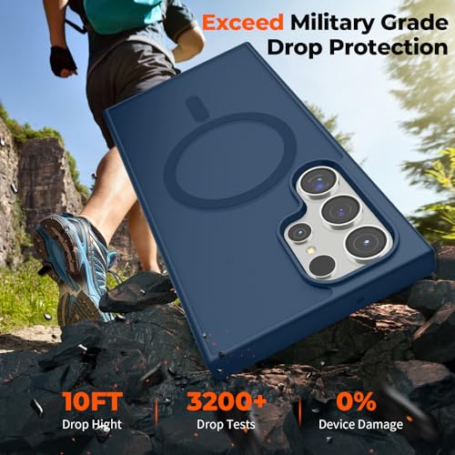 Image of SUPFINE Magnetic for Samsung Galaxy S23 Ultra Case, (Built-in Magnets) (Military Grade Drop Protection) Slim Translucent Shockproof Phone Case,Sapphire Blue