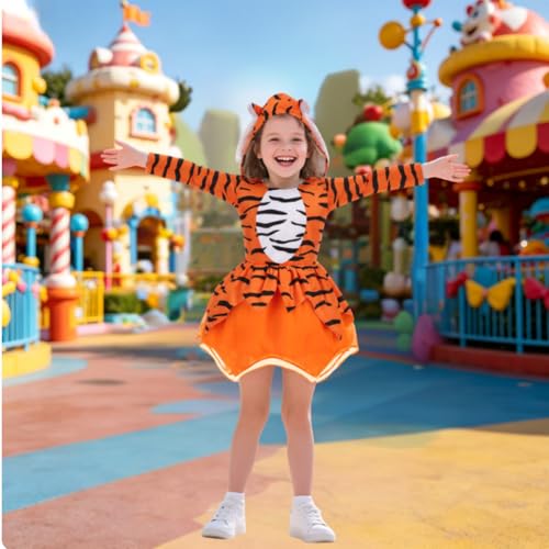 Disfraz de tigre naranja para niñas 8-10 años miniatura 6
