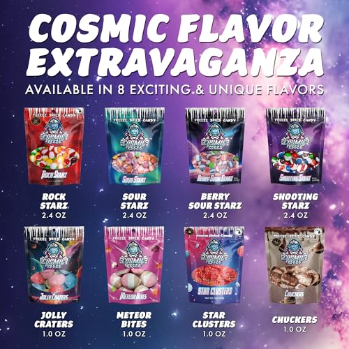 Cosmic Freeze Sour Starz Dried Candy, Crunchy Dry Candy for Mix-In Snacks Dried, Gluten-Free, Made in USA, 2.4 Oz, 1-pack