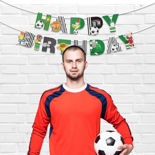 Image of Festiko Football Theme Happy Birthday Banner With Ribbon, Football Theme Decorations, Birthday Decoration Items