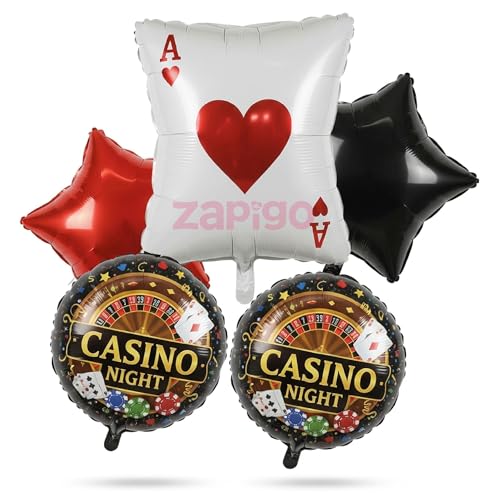Image of Balloonistics Casino Ace Cards Theme Birthday Balloon Bouquet | Casino Night Party Balloon Set | Poker Playing Cards Party Decoration | Pack of 9