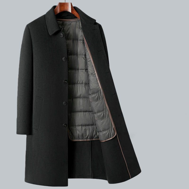 Gabardina de lana larga para hombre con forro cálido de invierno 2
