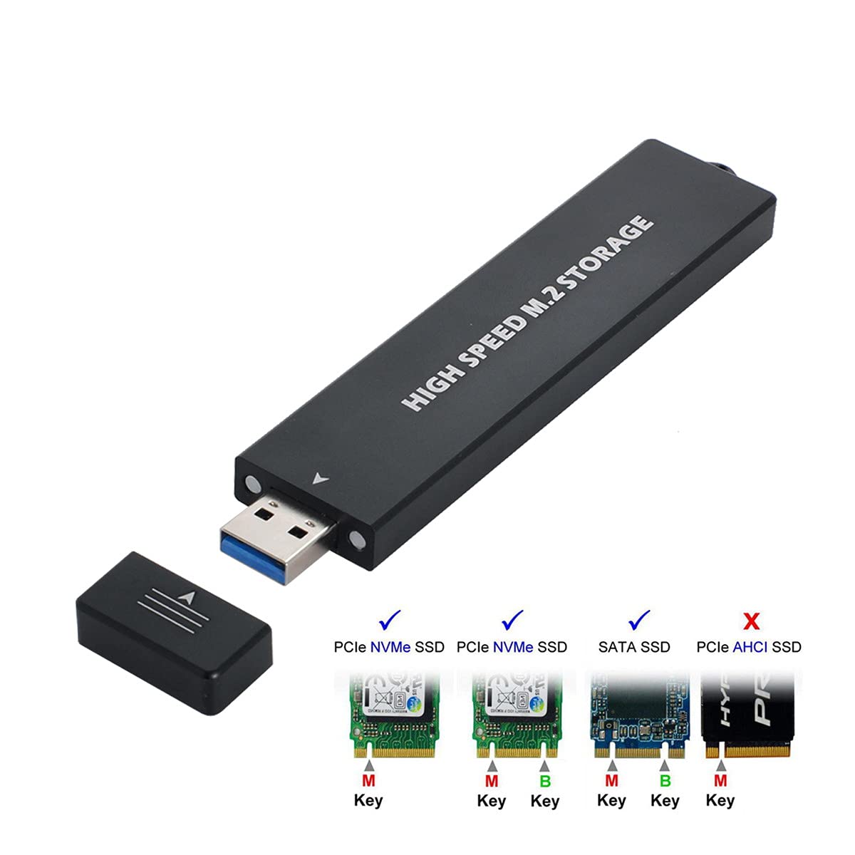 Xiwai USB 3.1 Gen2 10Gbps to NVME PCI-E M-Key Solid State Drive External Enclosure 2230/2242mm