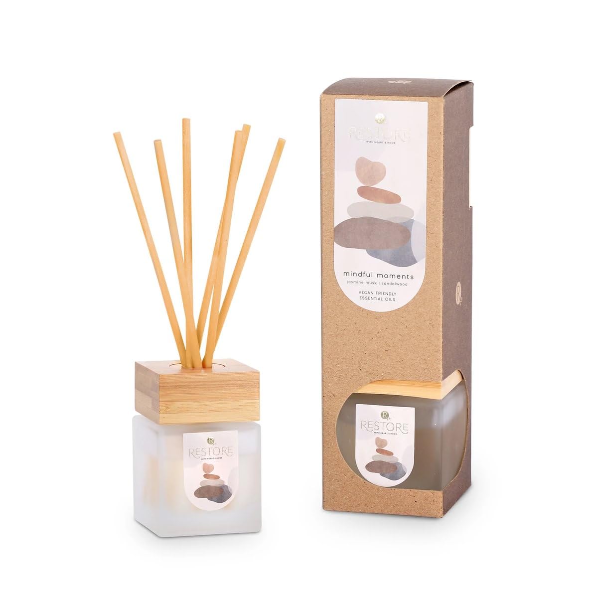 Heart And Home Heart & Home Restore Reed Diffuser – Vegan Friendly, Natural Essential Oils, Long-Lasting Scent, Elegant Home Fragrance – Ideal For Relaxation & Gift Giving (Mindful Moments)