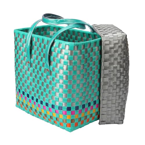 Image of Arnavira Handmade Multipurpose with Lid 4L Used as Lunch Lunch Bag Tiffin Bag for Office,School & Travel (18x12x19) (Sea Green Silver, X Small)